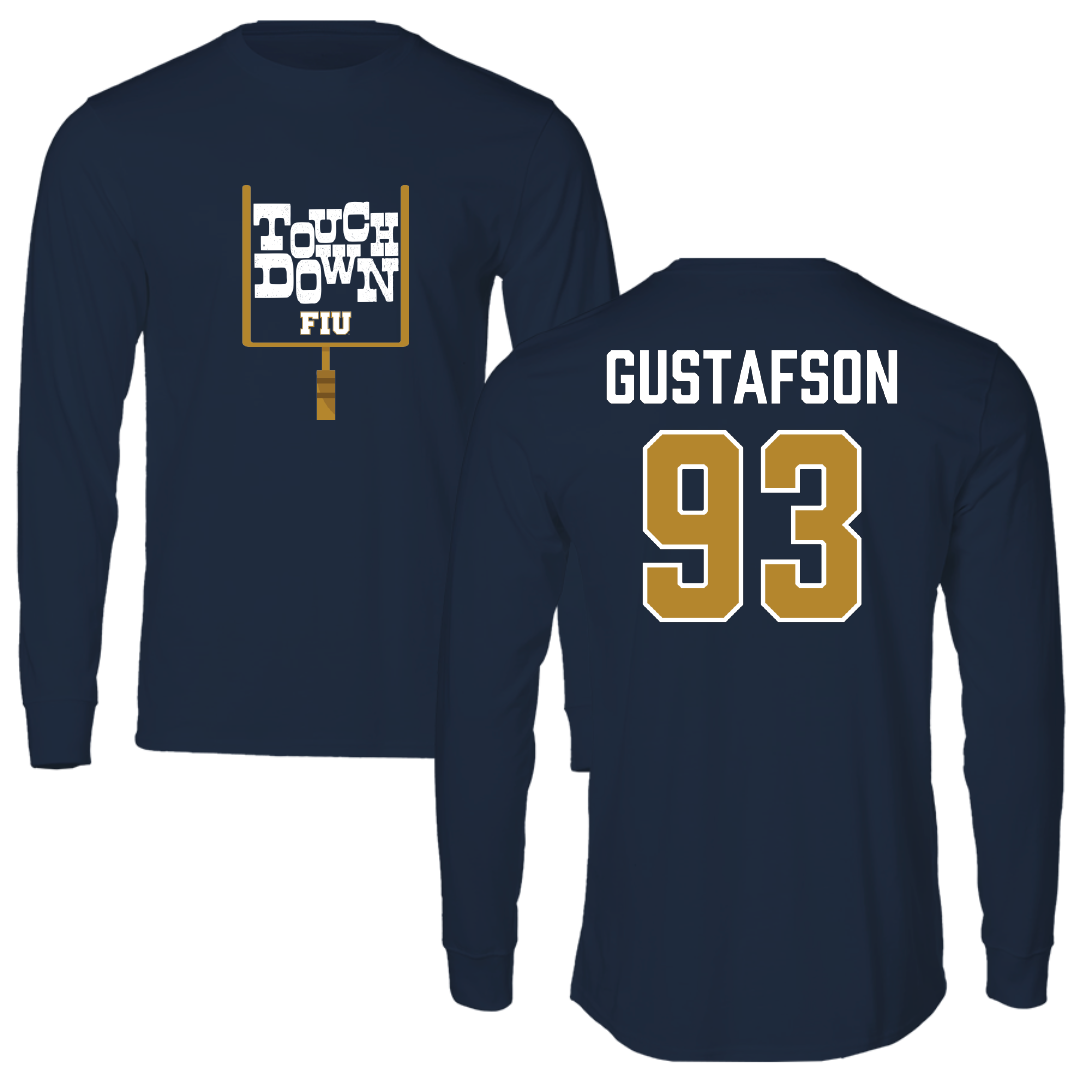 Florida International University Football Navy Touchdown Performance Long Sleeve - #93 Cole Gustafson
