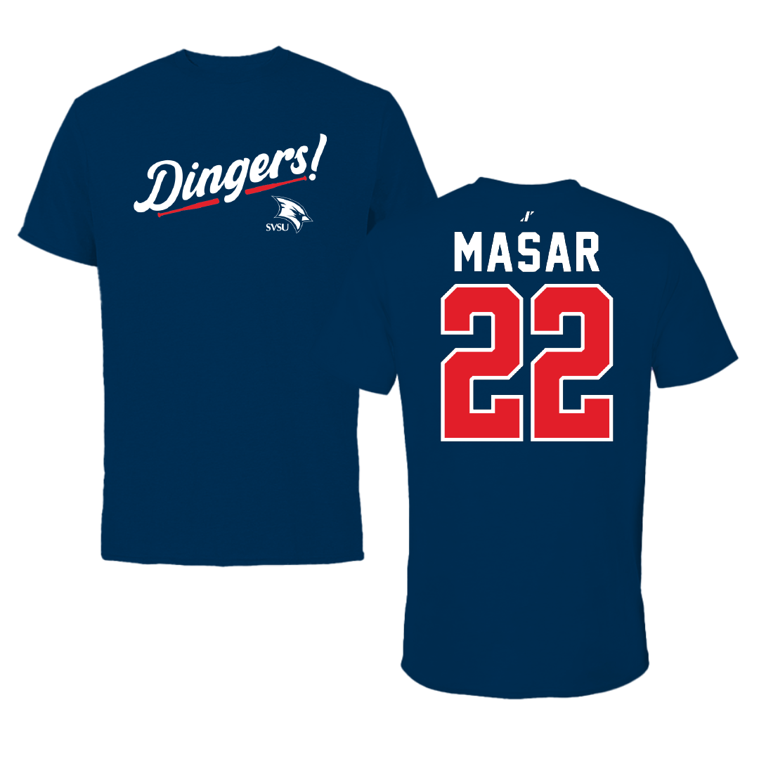 Saginaw Valley State University Baseball Navy Dingers Performance Tee - #22 Nathan Masar