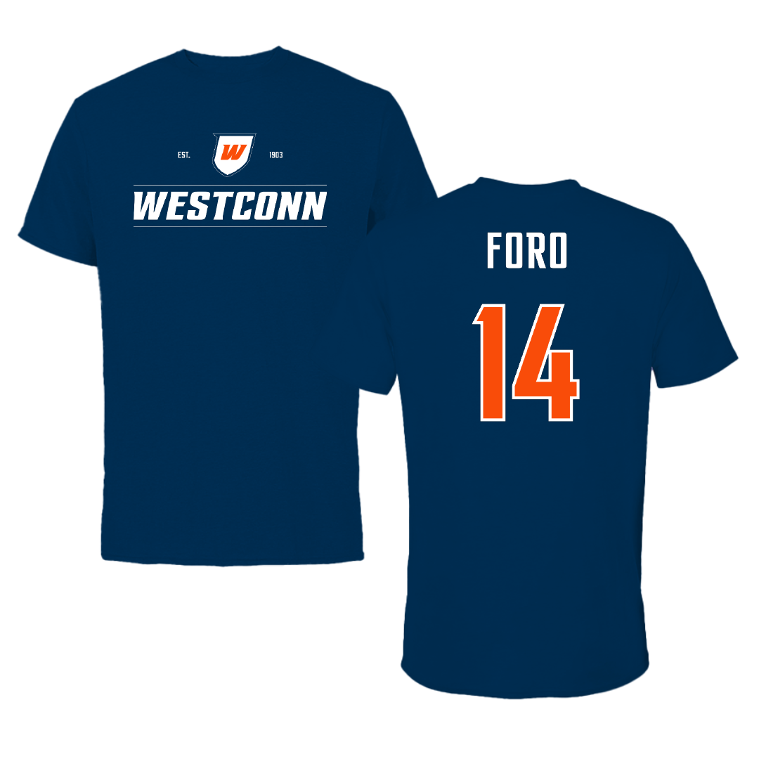 Western Connecticut State University Lacrosse Navy General Tee - #14 Zack Foro