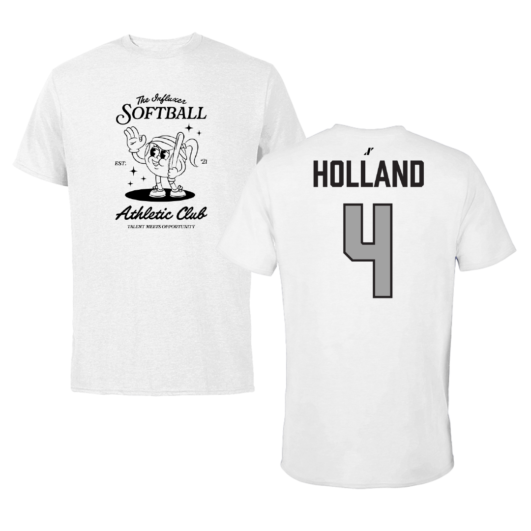 Softball White Influxer Athletic Club Tee - #4 Peyton Holland