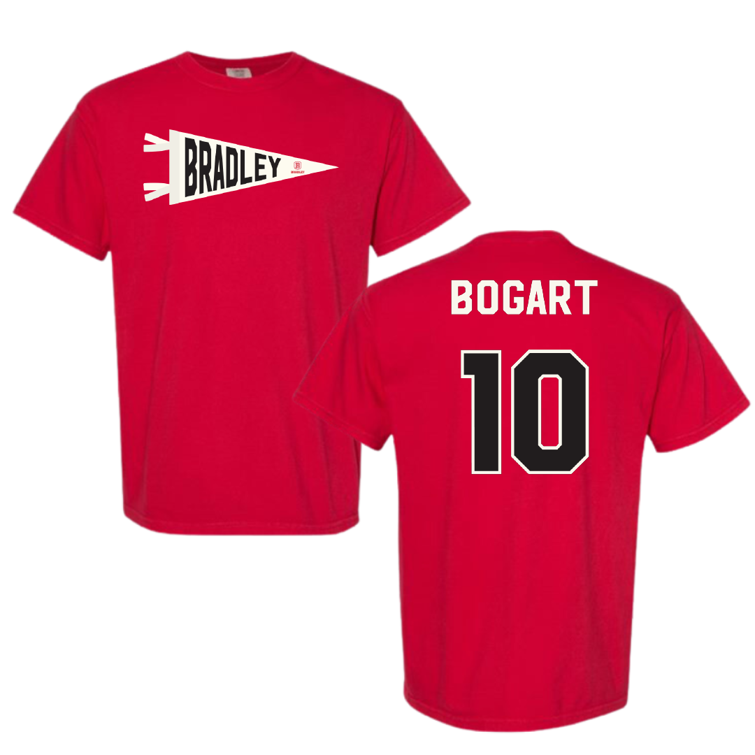 Bradley University Baseball Red Pennant Comfort Colors Tee - #10 JD Bogart