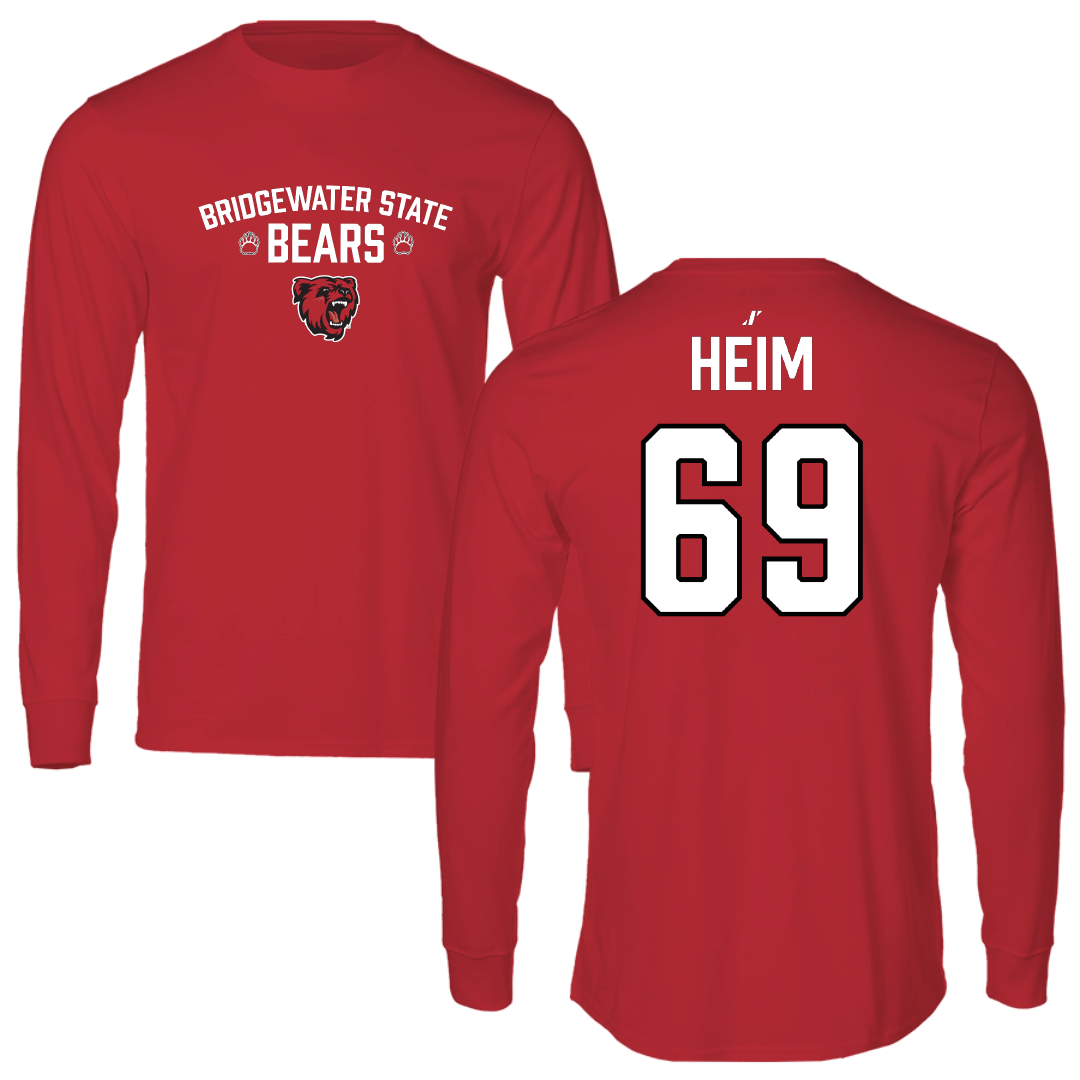 Bridgewater State University Football Red General Performance Long Sleeve - #69 Isaac Heim