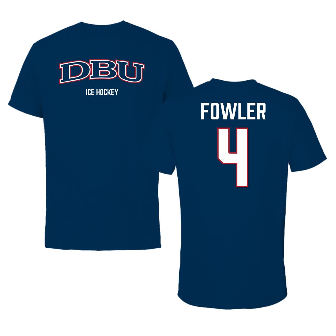 Dallas Baptist University Ice Hockey (M) Navy Tee - #4 Austin Fowler