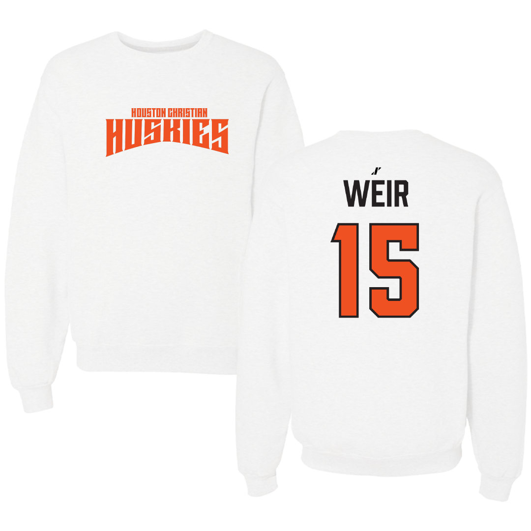 Houston Christian University Football White Classic Crewneck - #15 Jake Weir