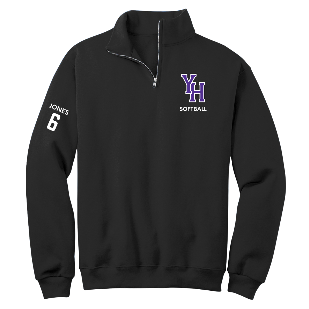 Young Harris College Softball Black Quarter-Zip - #6 Lilly Jones