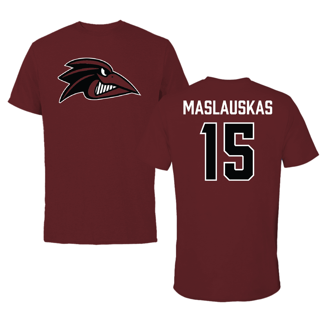 Franklin Pierce University Baseball Maroon Performance Tee - #15 Vinny Maslauskas