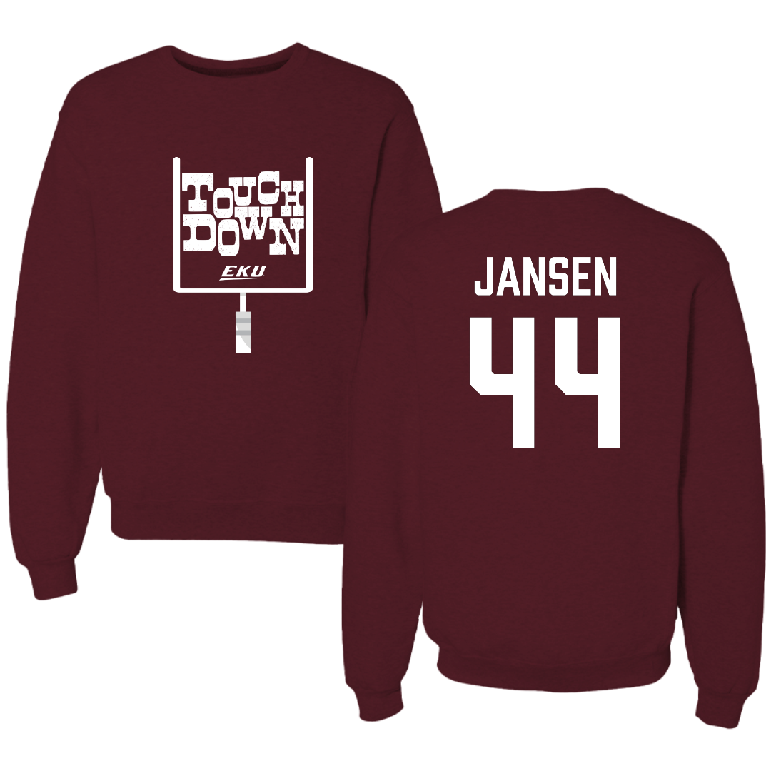 Eastern Kentucky University Football Maroon Touchdown Crewneck - #44 Deacon Jansen