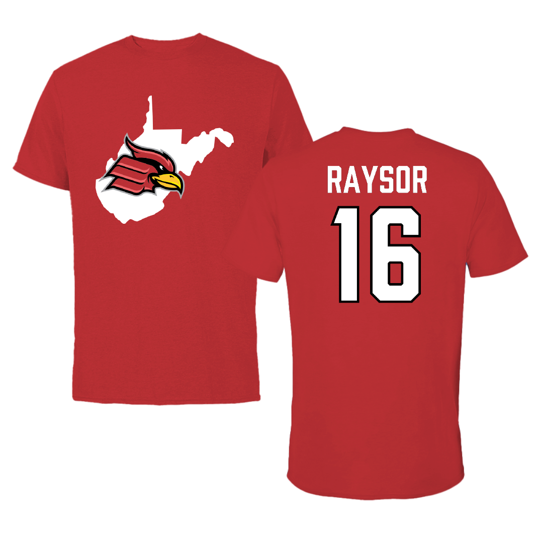 Wheeling University Baseball Red State Performance Tee - #16 Jalen Raysor