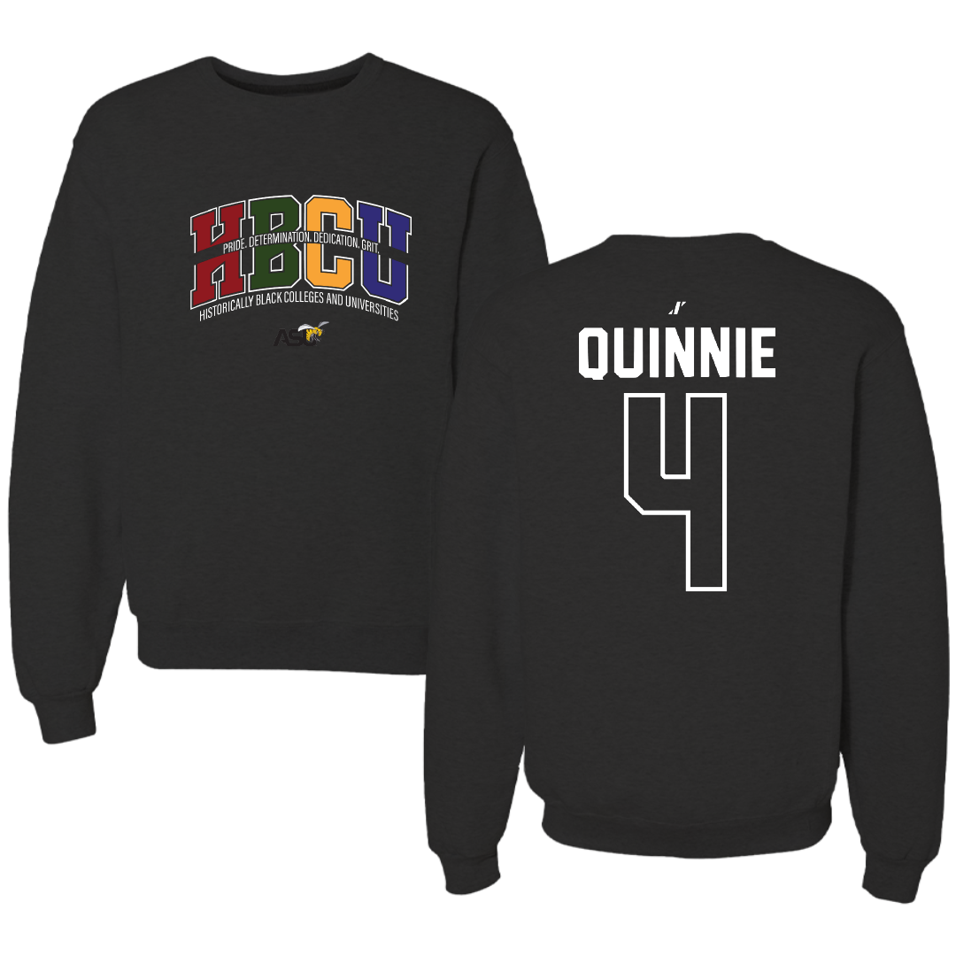 Alabama State University Softball Black HBCU Crewneck - #4 Mason Quinnie