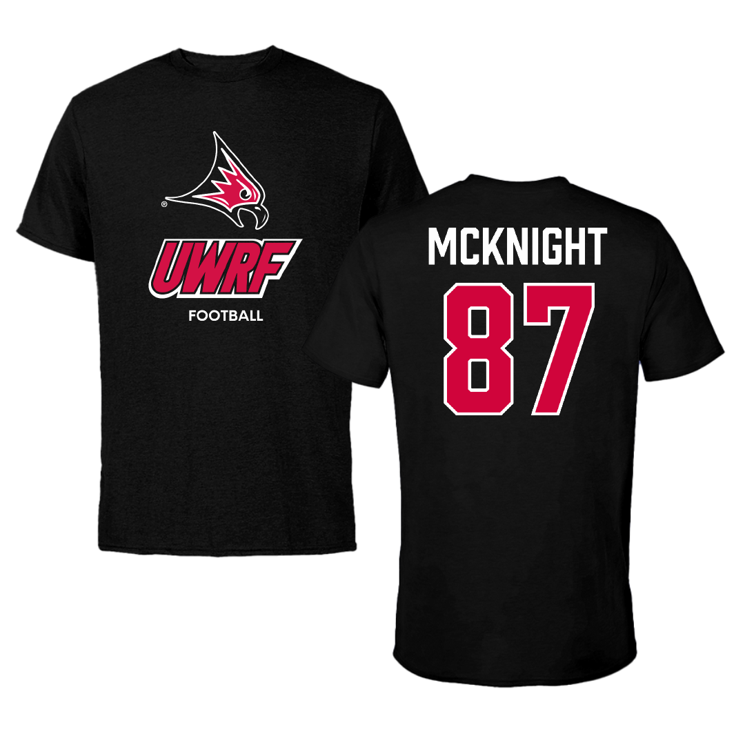 University of Wisconsin-River Falls Football Black Performance Tee - #87 Brody McKnight