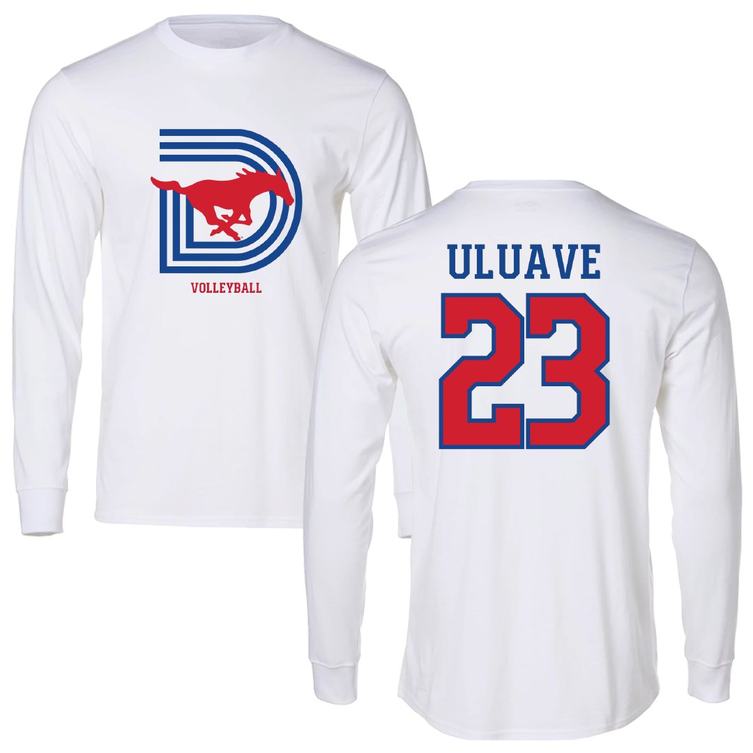 Southern Methodist University Volleyball (W) White Long Sleeve - #23 Sina Uluave
