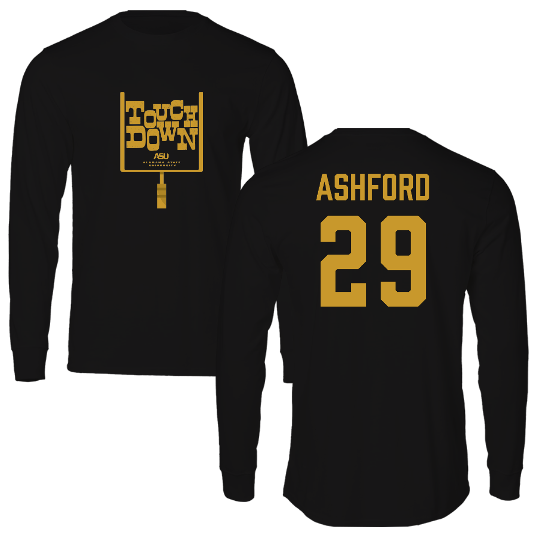 Alabama State University Football Black Touchdown Performance Long Sleeve - #29 Ashton Ashford