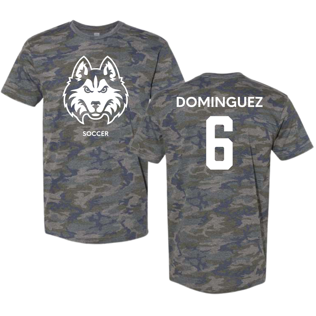 Houston Christian University Soccer (W) Vintage Camo Tee - #6 Zylee Dominguez