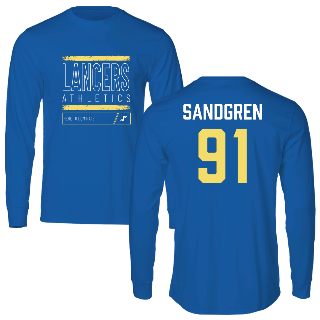 Worcester State University Football Blue Dominate Performance Long Sleeve - #91 Kaden Sandgren