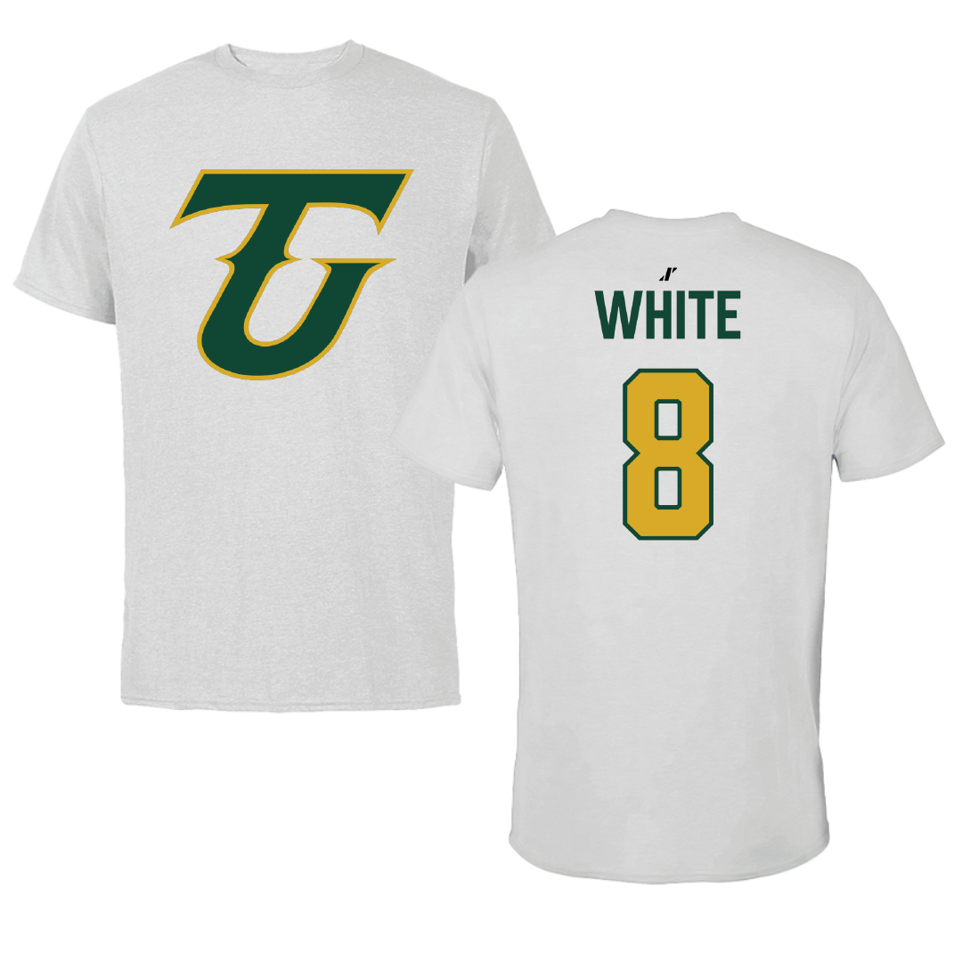 Tiffin University Football Light Gray Performance Tee - #8 Emari White