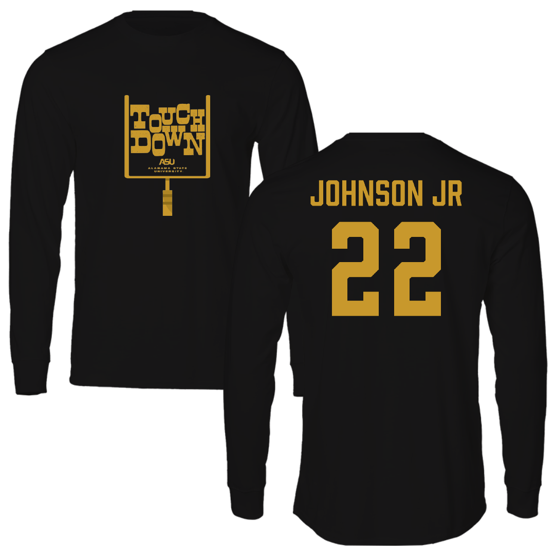 Alabama State University Football Black Touchdown Performance Long Sleeve - #22 Terence Johnson Jr