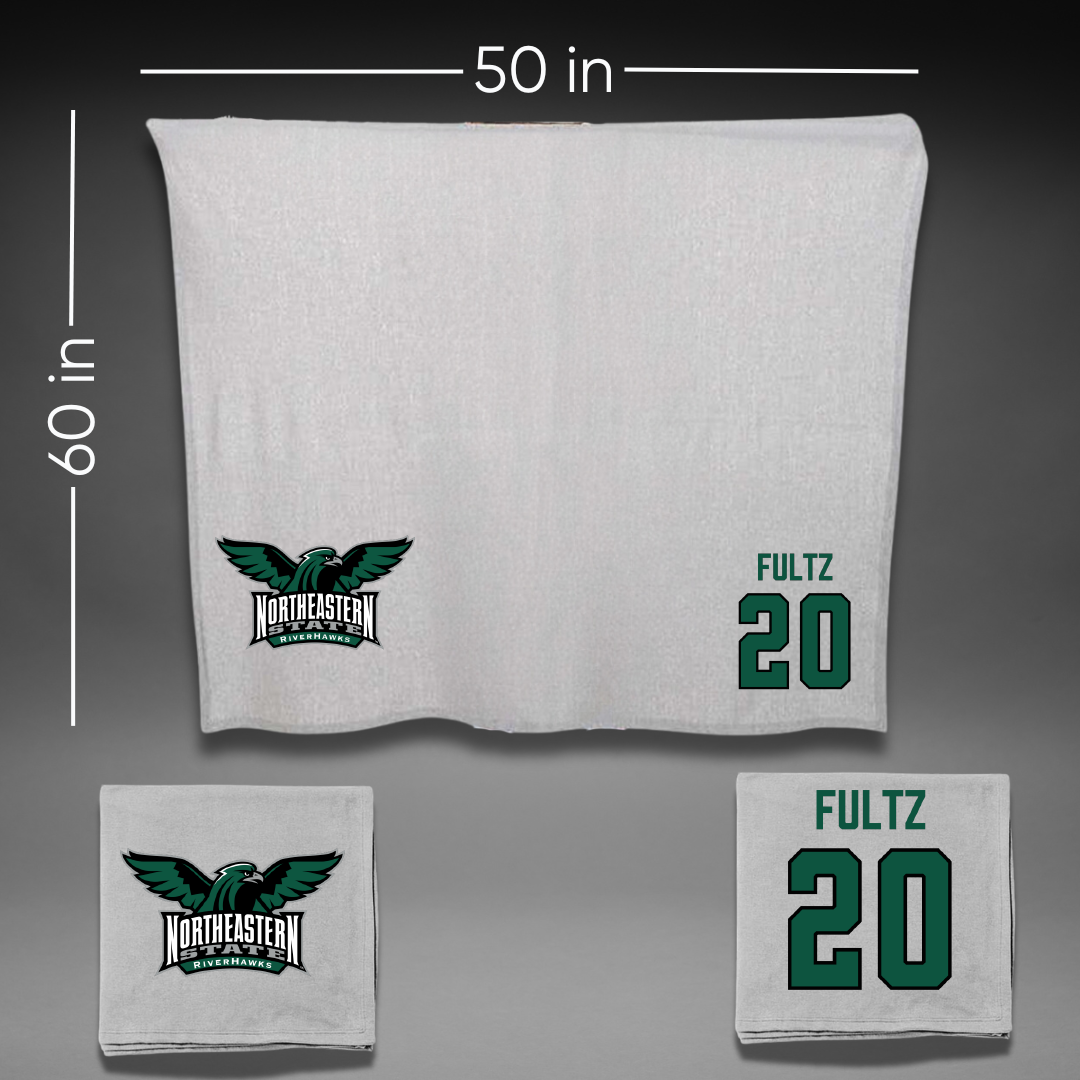 Northeastern State University Softball Gray Blanket - #20 Megan Fultz