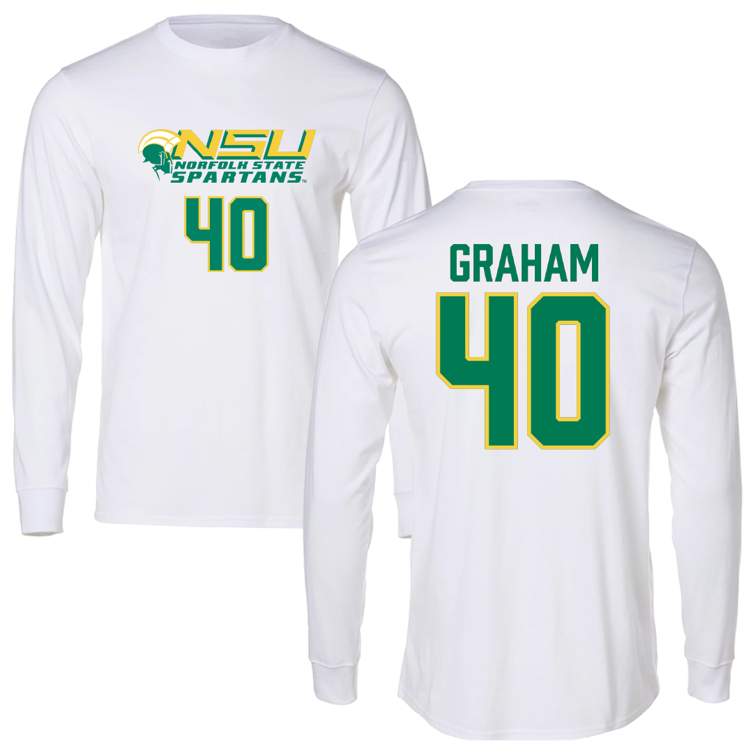 Norfolk State University Football White Long Sleeve - #40 Xavier Graham