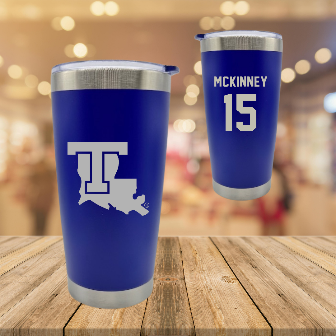 Louisiana Tech University Soccer Blue Stainless Steel Tumbler - #15 Callie McKinney