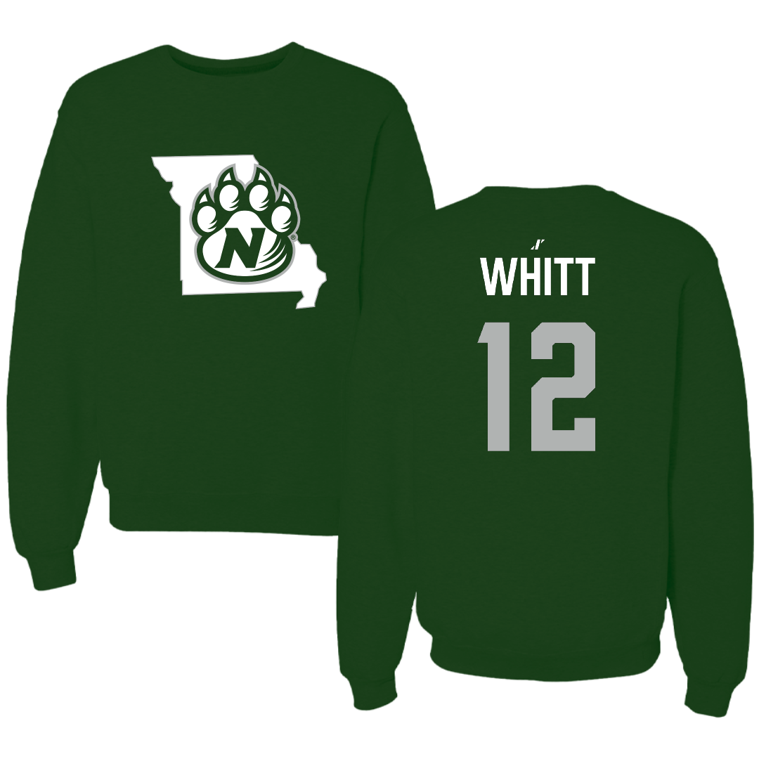 Northwest Missouri State University Baseball Forest Green State Crewneck - #12 Bronco Whitt