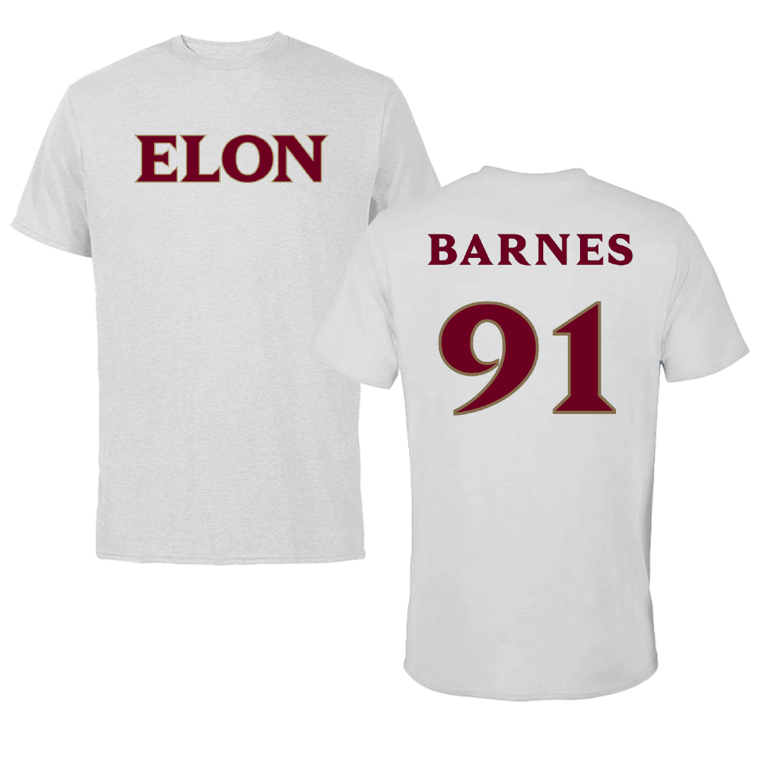 Elon University Football Light Gray Performance Tee - #91 Luke Barnes