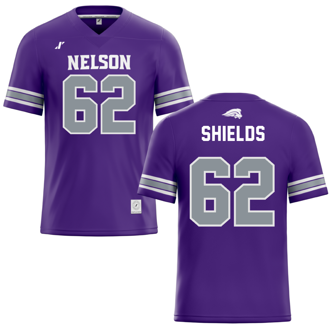 Nelson University Purple Football Jersey - #62 A.J. Shields