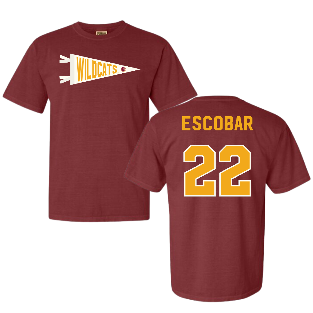 Bethune-Cookman University Baseball Maroon Pennant Comfort Colors Tee - #22 Irvin Escobar