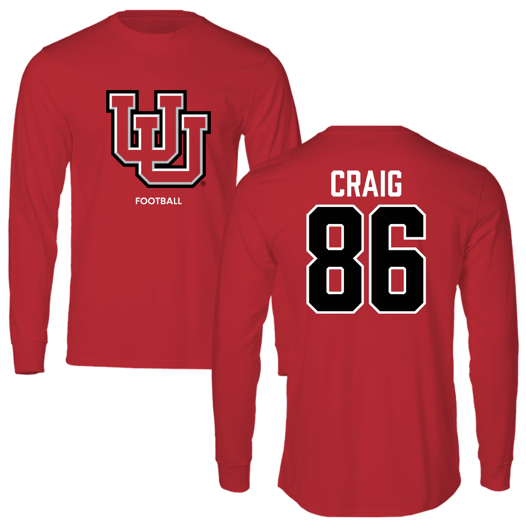 University of Utah Football Red Block Performance Long Sleeve - #86 Brigden Craig