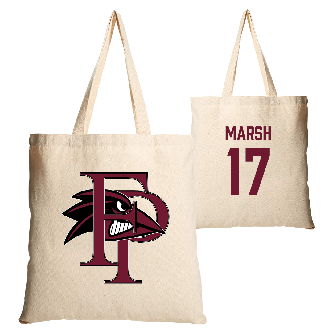Franklin Pierce University Baseball Tan Canvas Tote Bag - #17 Nevin Marsh