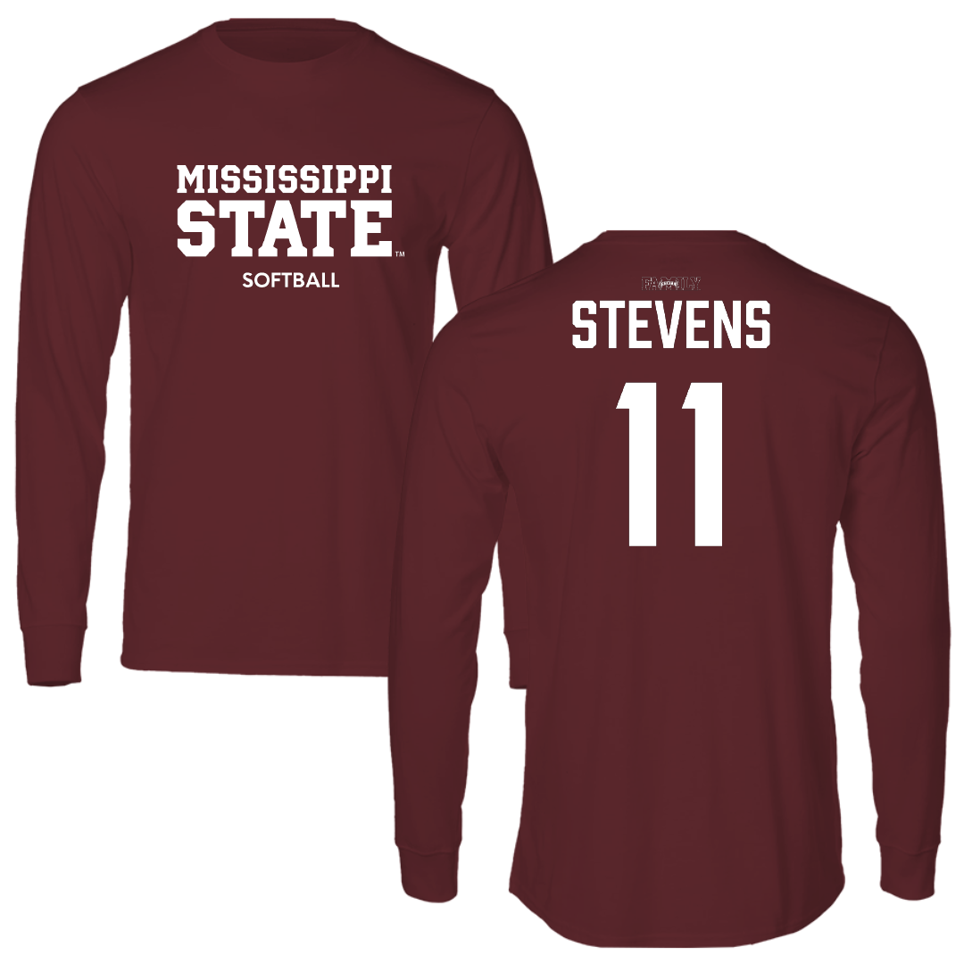 Mississippi State University Softball Maroon Performance Long Sleeve - #11 Abigail Stevens