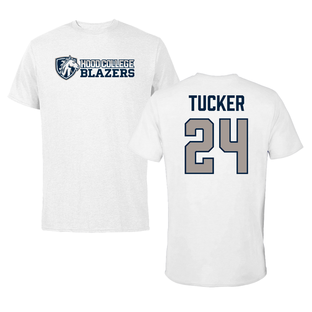 Hood College Basketball (M) White Tee - #24 Noah Tucker