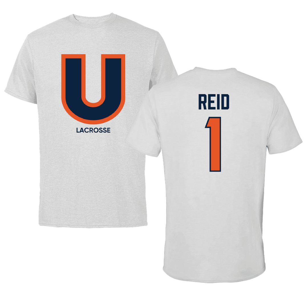 Utica University Lacrosse (M) Light Gray Performance Tee - #1 Michael Reid