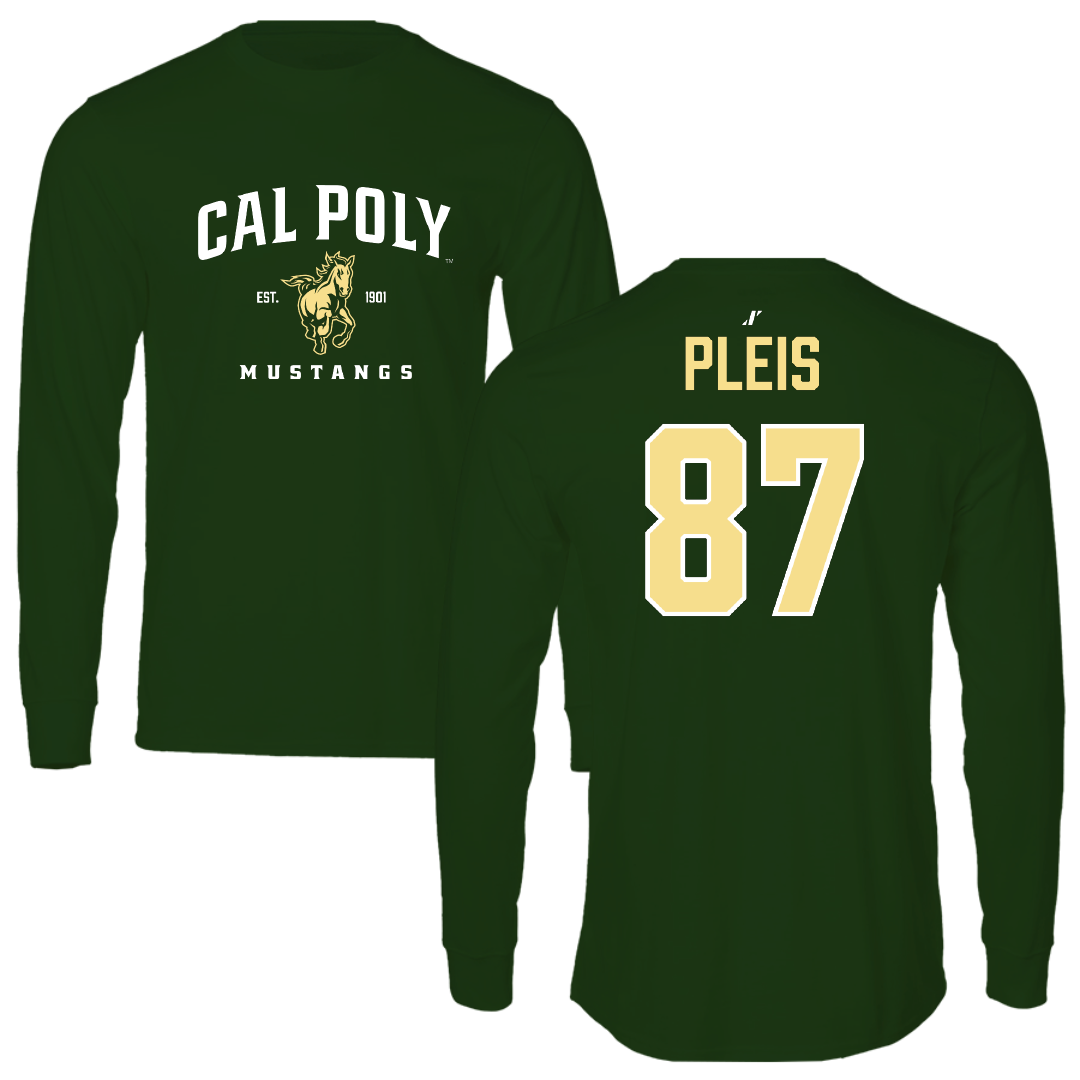 Cal Poly Football Forest Green General Long Sleeve - #87 Kaleb Pleis