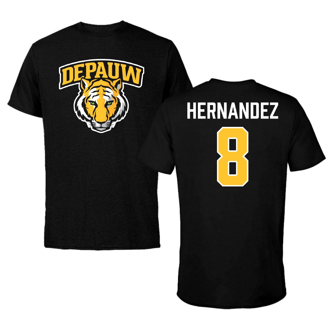DePauw University Football Black Performance Tee - #8 Noah Hernandez
