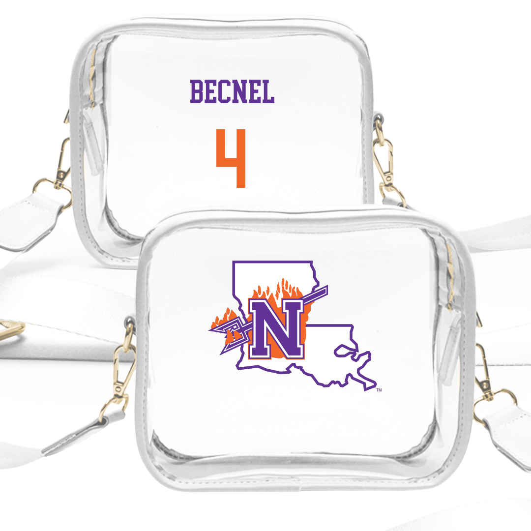 Northwestern State University Softball White Clear Stadium Bag - #4 Camryn Becnel
