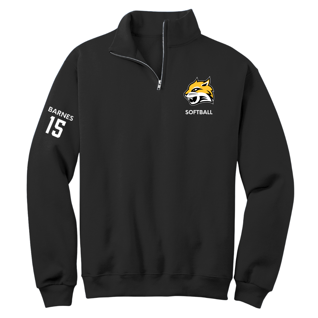 Wayne State College (Nebraska) Softball Black Quarter-Zip - #15 Mattingly Barnes