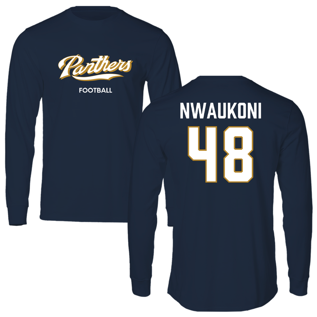 Florida International University Football Navy Performance Long Sleeve - #48 Richard Nwaukoni