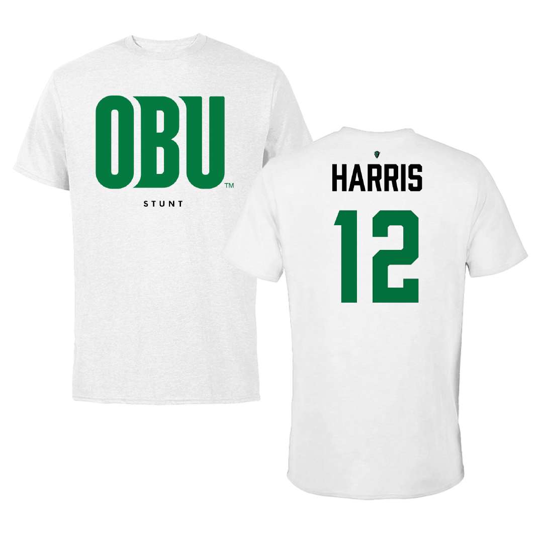 Oklahoma Baptist University Stunt White Performance Tee - #12 Chloe Harris