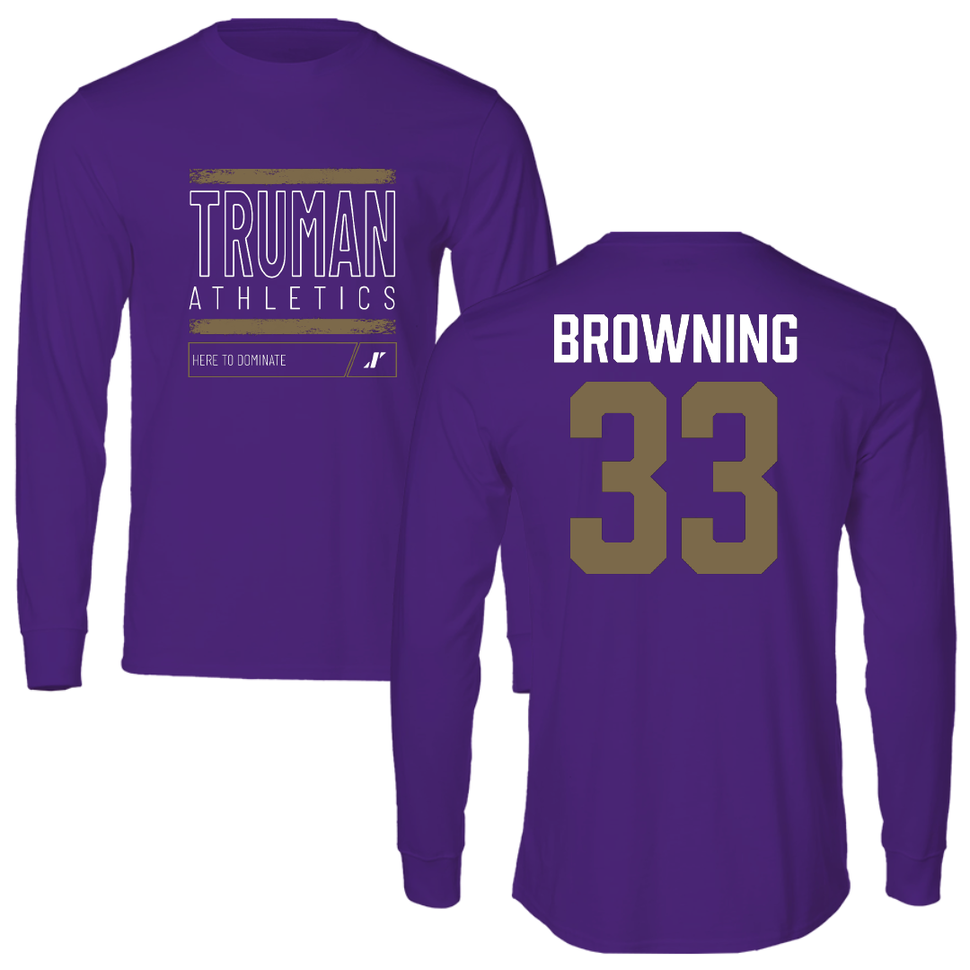 Truman State University Baseball Purple Dominate Long Sleeve - #33 Owen Browning