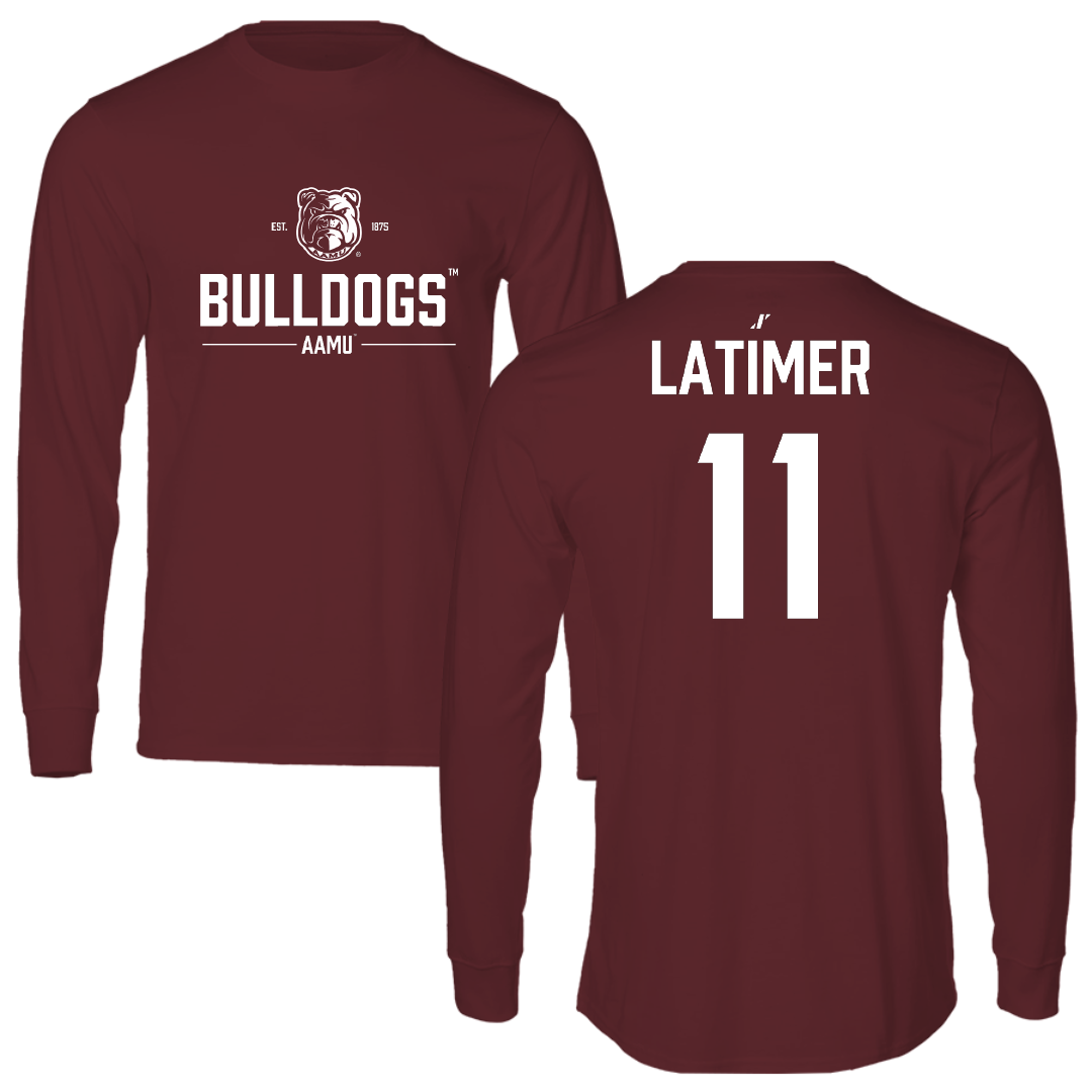 Alabama A&M University Baseball Maroon General Performance Long Sleeve - #11 Vincent Latimer
