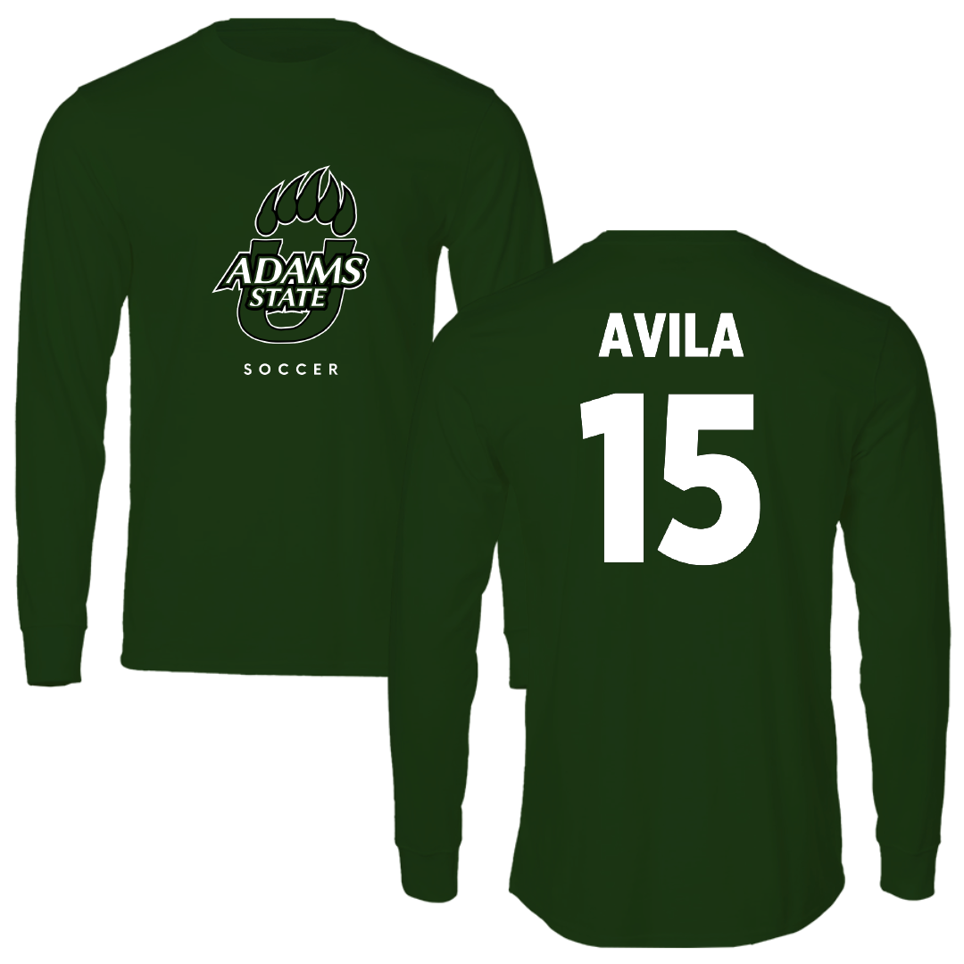 Adams State University Soccer Forest Green Performance Long Sleeve - #15 Angel Avila