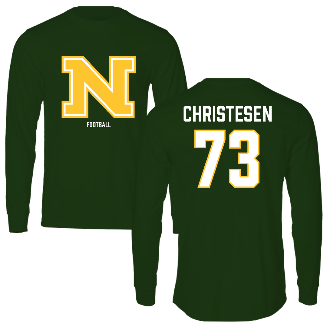 Northern Michigan University Football Forest Green Long Sleeve - #73 Charlie Christesen
