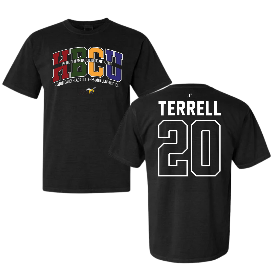 Alabama State University Softball Black HBCU Comfort Colors Tee - #20 Jaibriel Terrell