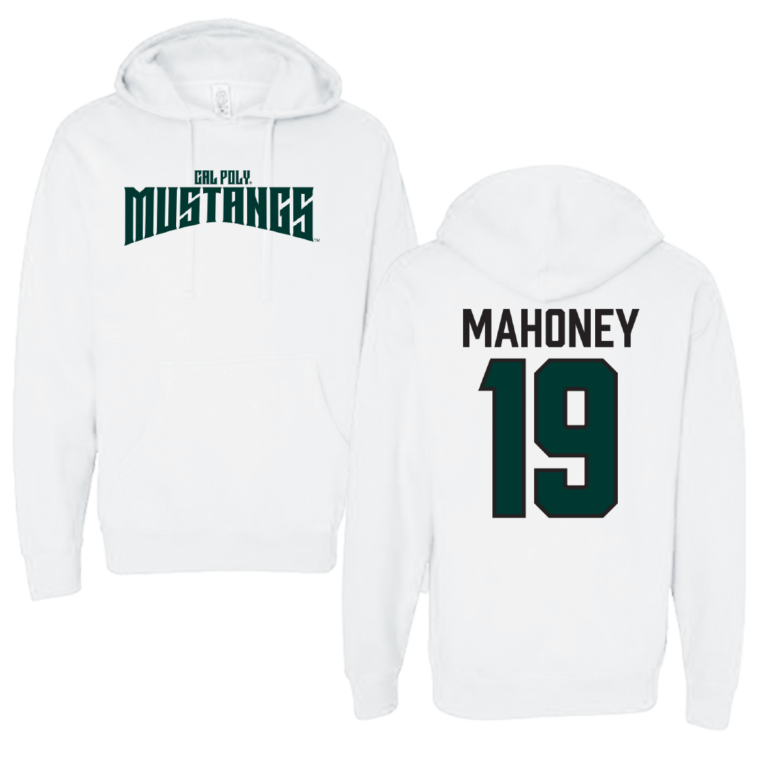 Cal Poly Soccer White Classic Hoodie - #19 Quinn Mahoney