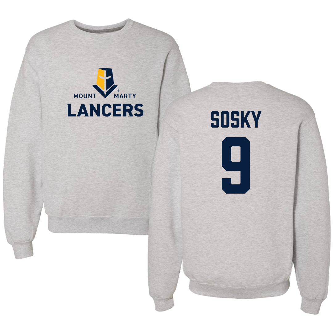 Mount Marty University Softball Light Gray Crewneck - #9 Alyssa Sosky