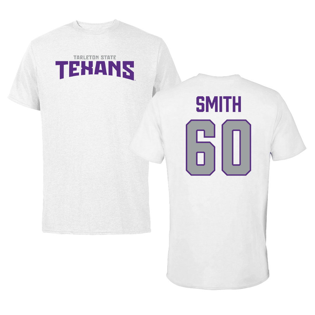 Tarleton State University Football White Classic Tee - #60 Hunter Smith