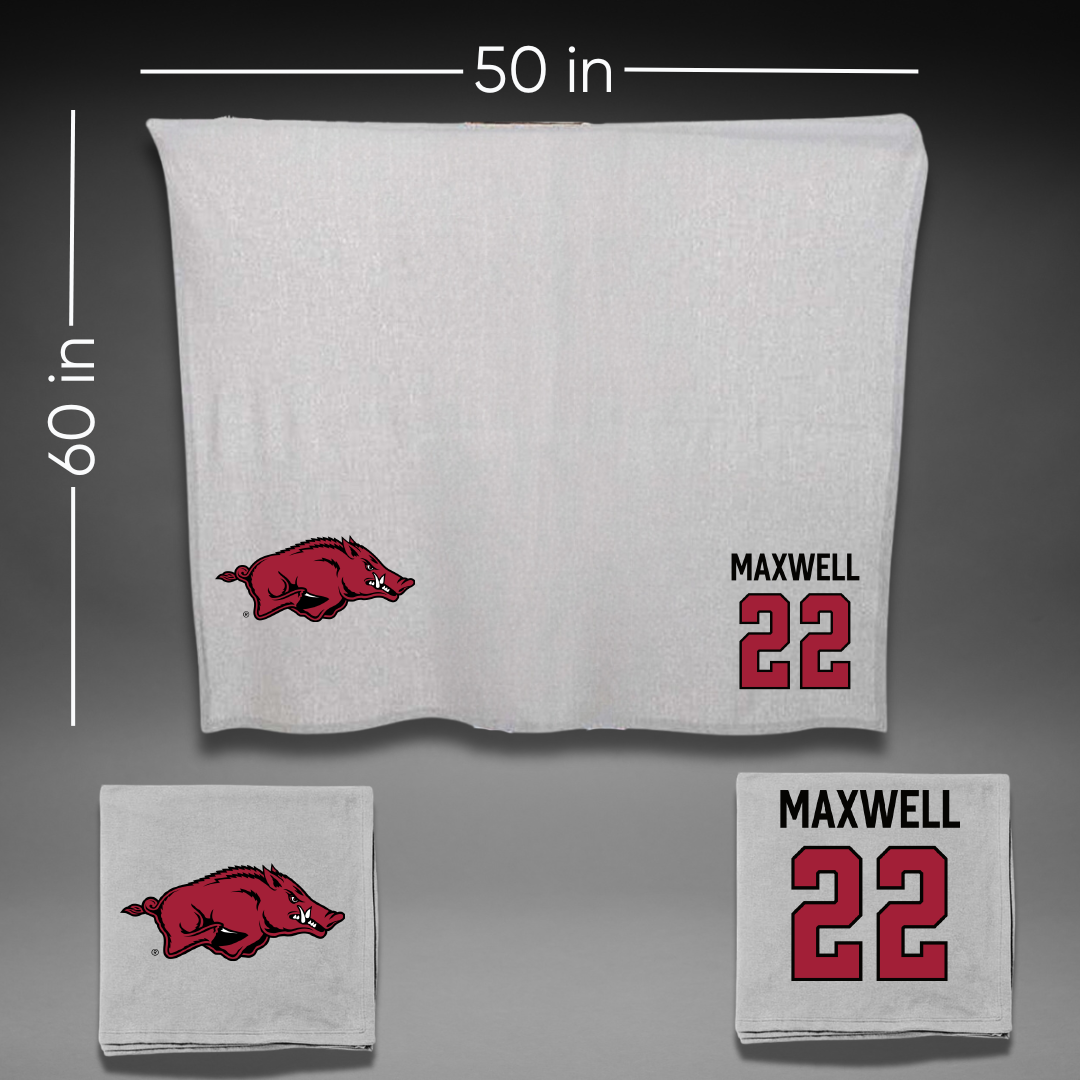 University of Arkansas Baseball Gray Blanket - #22 Logan Maxwell