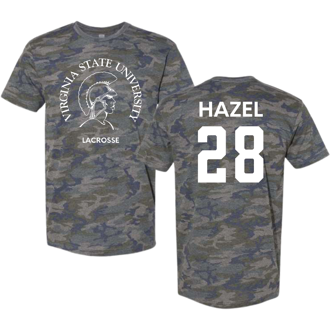 Virginia State University Lacrosse (M) Vintage Camo Tee - #28 Daquan Hazel