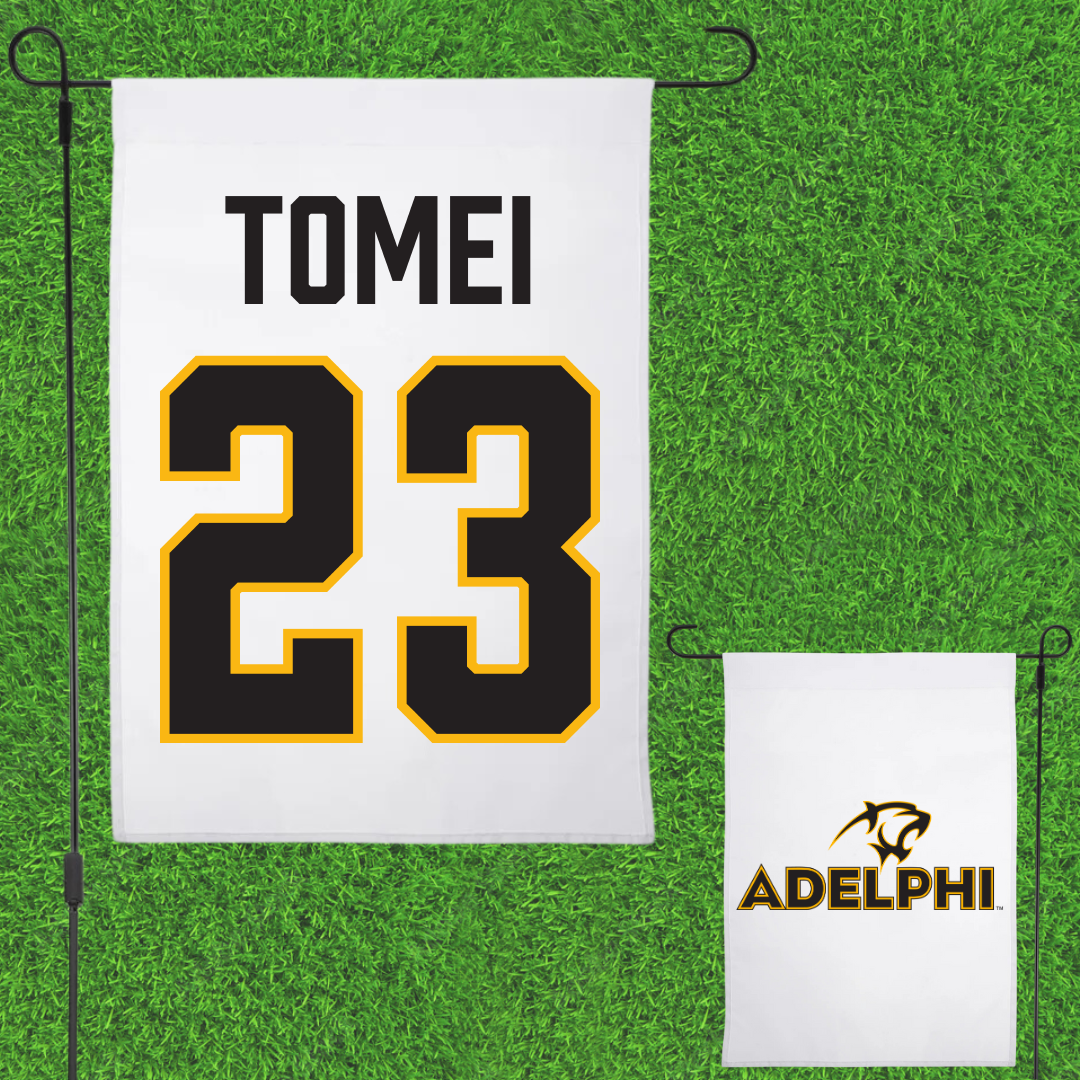 Adelphi University Lacrosse (M) White Garden Flag - #23 Christian Tomei