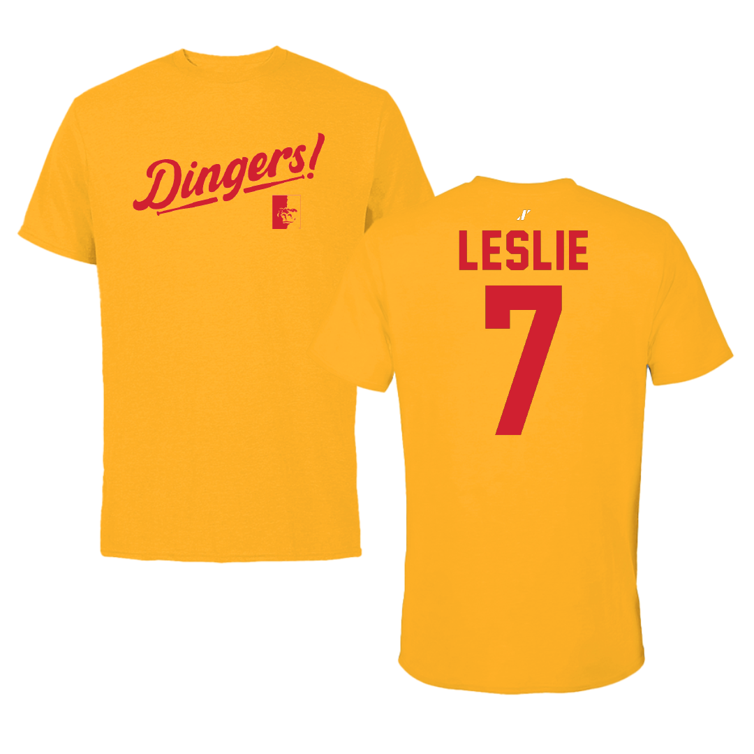Pittsburg State University Baseball Gold Dingers Tee - #7 Tanner Leslie